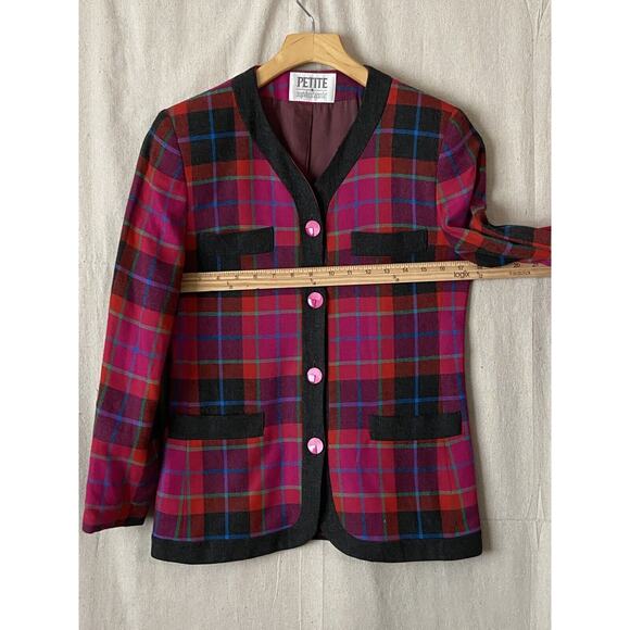 Vintage Petite Sophisticate Secretary Corpcore Career 90s Plaid Blazer Size SP - Picture 4 of 9